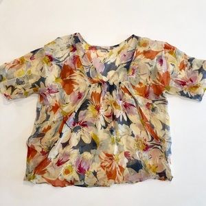 Earth-toned, floral, flowy blouse